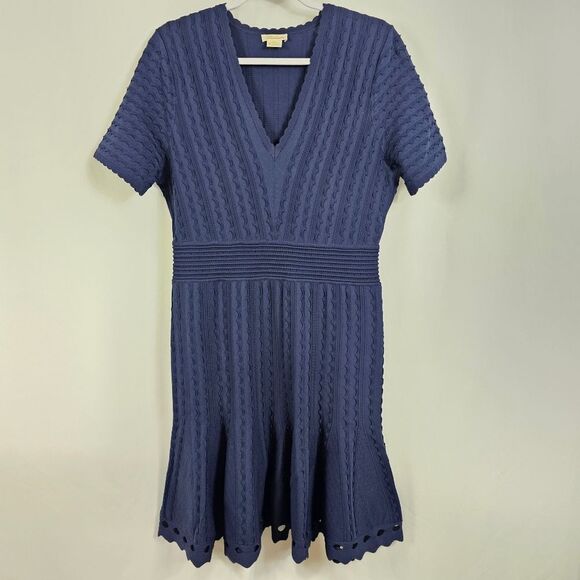 Shoshanna Janice Textured Knit Dress in Navy Blue - Size L - Picture 1 of 10